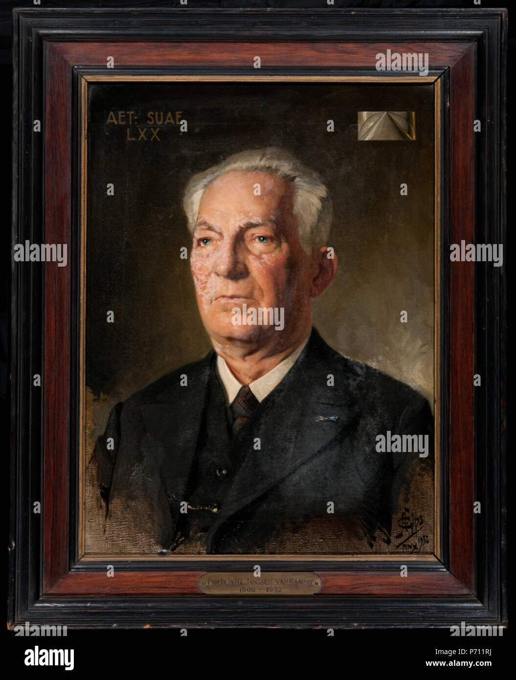 Nederlands : Geschilderd portret van W.H.L. Janssen van Raaij, hoogleraar zuivere en toegepaste wiskunde en de mechanica (1902-1932) . 193253 W.H.L. Janssen van Raaij Bram Gips, 1932 porte Banque D'Images