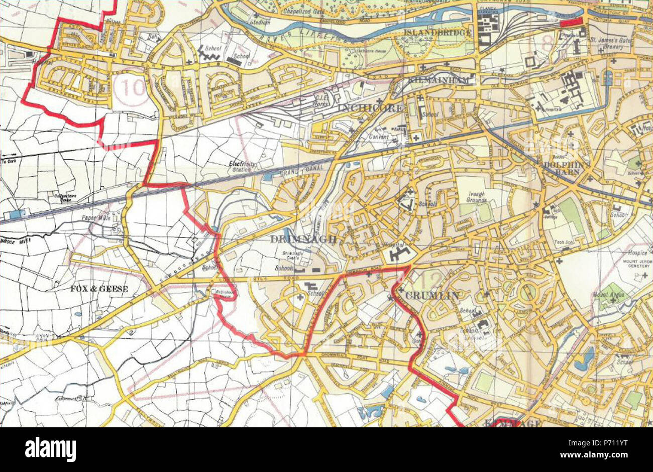 Anglais Carte D Une Partie De La Ville De Dublin Irlande Montrant Cours Inferieur De Cammock Ou Jakez Riviere Et La Plupart De Son Affluent Alors Plus De Terrain Le Coolfan River