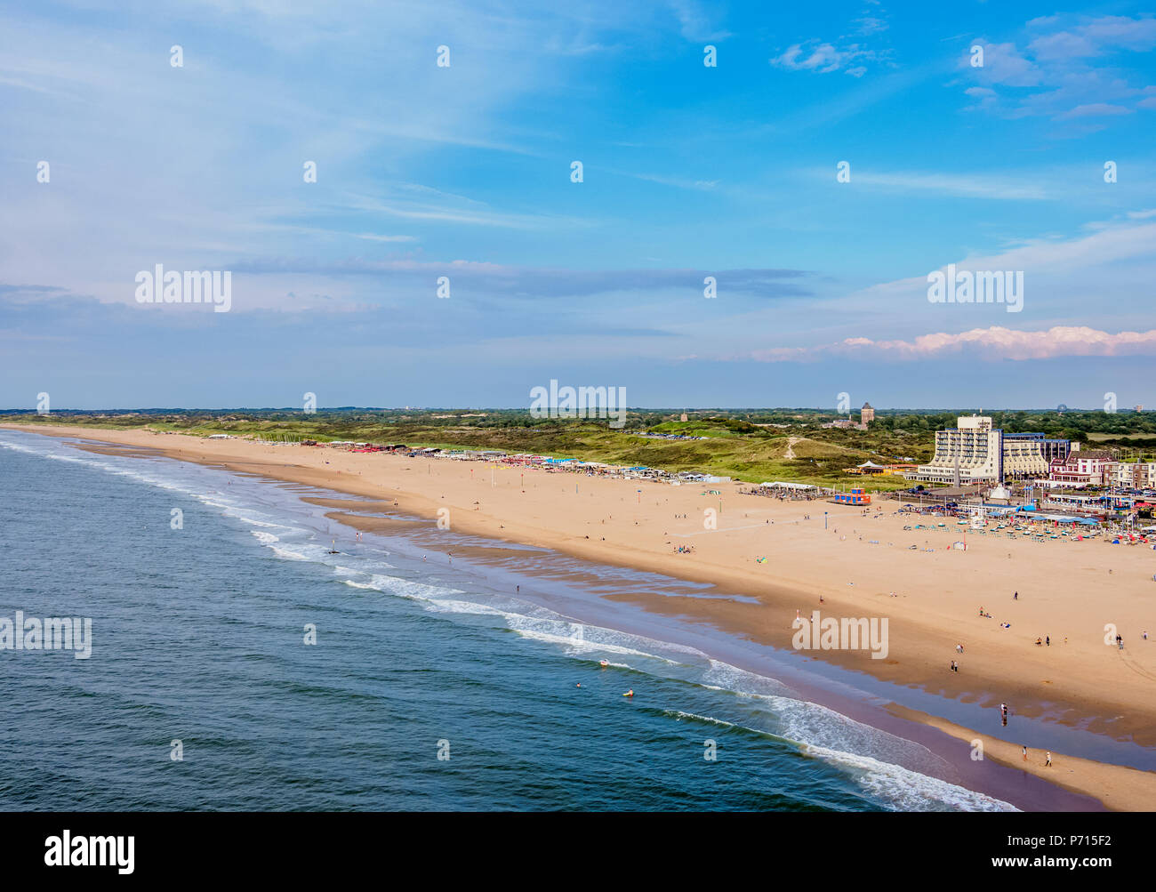 Plage de Scheveningen, elevated view, La Haye, Hollande méridionale, Pays-Bas, Europe Banque D'Images