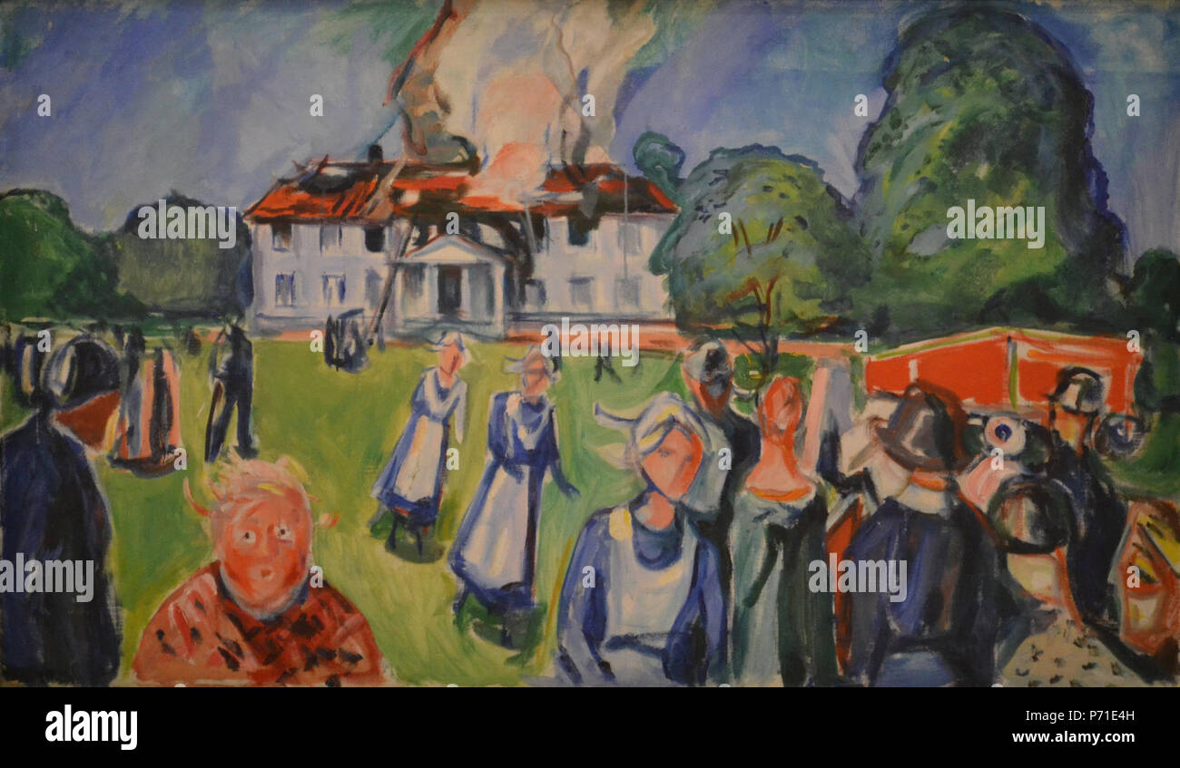 . La maison est en feu ! . Anglais : Edvard Munch, La maison brûle !, 1925-1927. Huile sur toile. Munch-museet, Oslo. English : Edvard Munch, La maison brûle !', 1925-1927. Huile sur toile. Munch-museet, Oslo. Italiano : Edvard Munch, La casa brucia !', 1925-1927. Olio su tela. Munch-museet, Oslo. Norsk bokmål : Edvard Munch, Huset brenner !, 1925-1927. Munch-museet, Oslo. . Entre 1925 et 1927 1 05-Edvard Munch, Huset brenner ! Banque D'Images