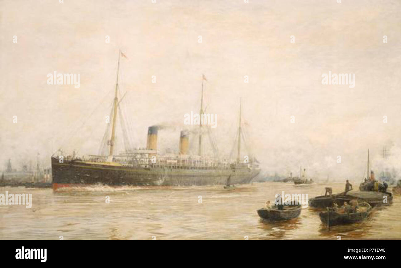 English : White Star Liner quitte le port de Liverpool Teutoniques English : Le Teutonic de la White Star Line quittant le port de Liverpool wypywa Liverpoolu SS Teutonic z. 1889220 laissant teutoniques Liverpool Banque D'Images