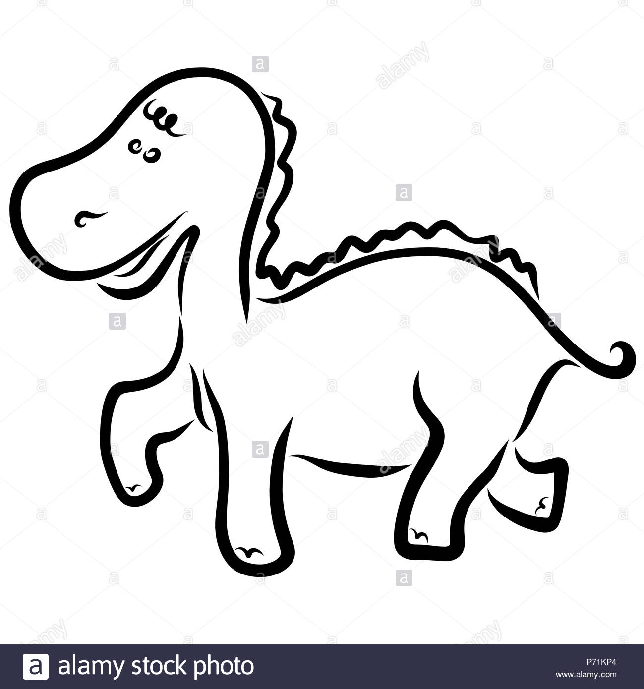 Dr´le de Petit dinosaure contour noir des cahiers de coloriage Stock