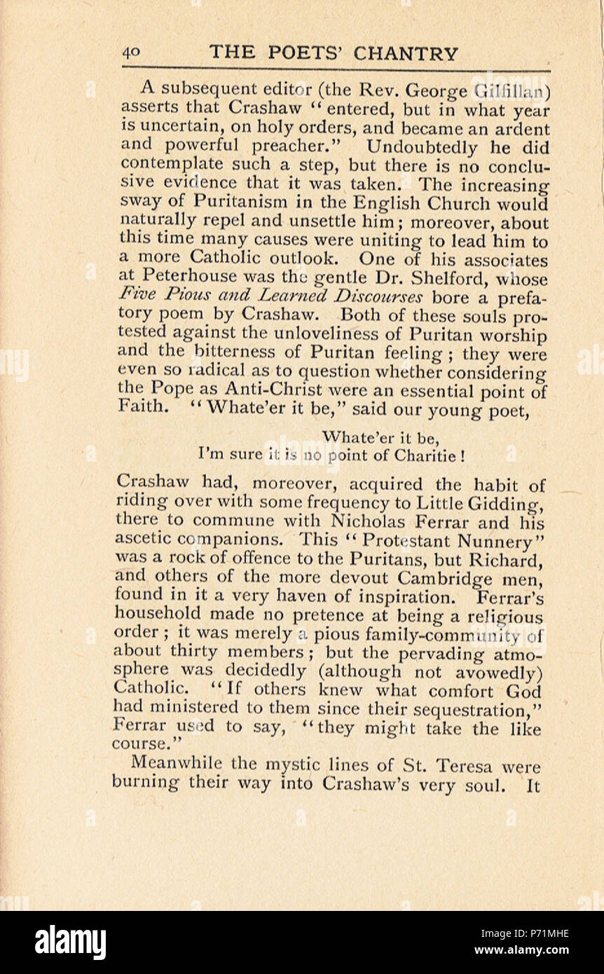 . Le Chantry du poète.. Anglais : une analyse de l'œuvre de Katherine Brégy 'le poète's Chantry' . N/A 4 Le Chantry du poète pg 040 Banque D'Images