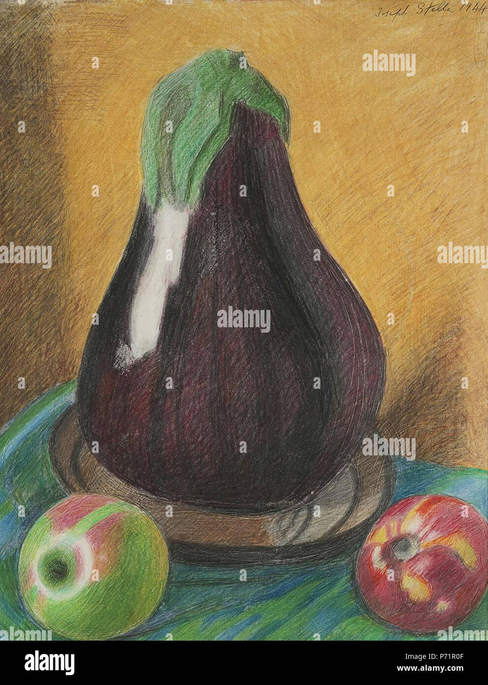 Anglais : l'aubergine par Joseph Stella, 1944, crayon et silverpoint sur papier, 21 x 16,9 cm . 1944 48 l'aubergine par Joseph Stella, 1944, crayon et silverpoint Banque D'Images