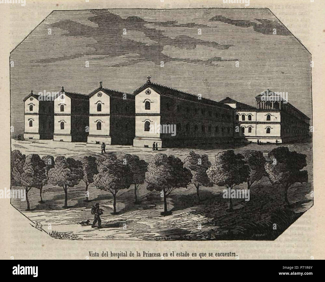62 Vista del hospital de la Princesa, en el Semanario Pintoresco Español Banque D'Images