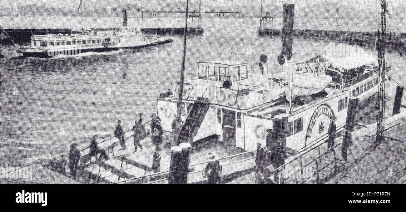 Deutsch : Der Glattdecker Friedrichshafen (1856-1909) wurde zum 1878 Halbsalondampfschiff umgebaut. après 1878 33 Friedrichshafen (navire, 1856) im Heimathafen Banque D'Images