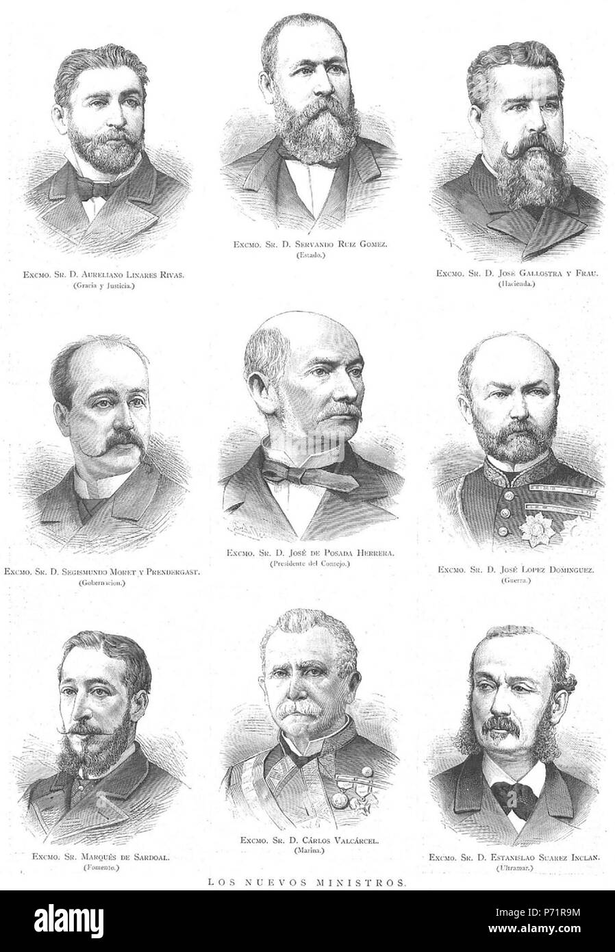 44 Les nouveaux ministres, en la Ilustración Española y Americana, 1883 Banque D'Images