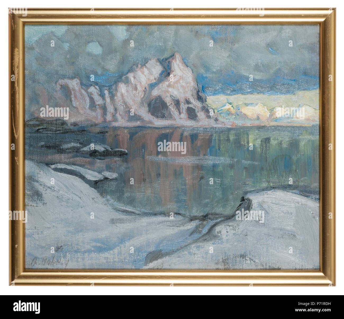 . Anglais : bateaux entre les montagnes. Étude de Lofoten Svenska : Båtar mellan fjäll. Lofoten 1910 Etude de 18 bateaux entre les montagnes. Étude de Lofoten (Anna Boberg) - Nationalmuseum - 20478 Banque D'Images