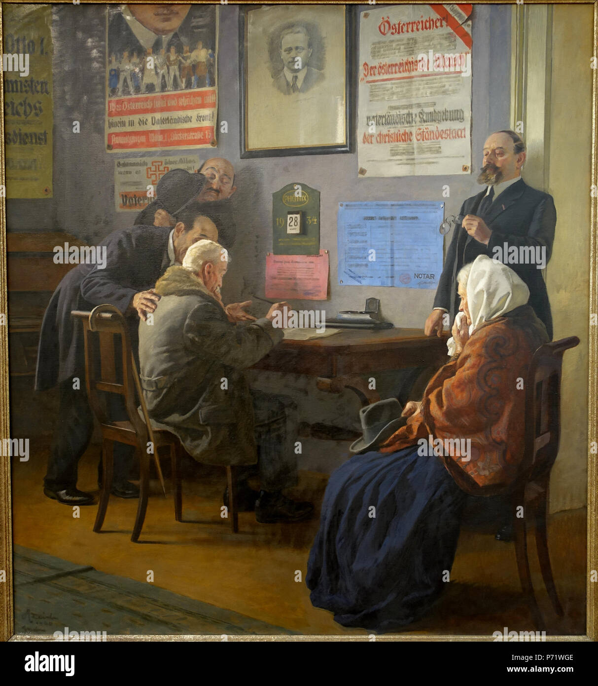 . Allemand : Um Haus und Hof . Anglais : Exposition dans le Germanisches Nationalmuseum, Nuremberg, Allemagne. . 19401 privé de maison et bâtiments de ferme, par Adolf Reich, 1940, huile sur toile - Germanisches Nationalmuseum, Nuremberg - Allemagne - DSC02353 Banque D'Images