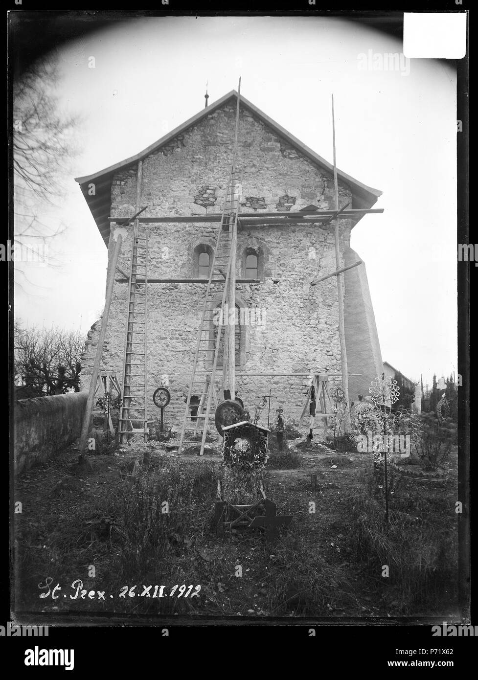 . Fenêtre du chœur de l'église réformée anciennement Notre Dame. 26 Décembre 1912 25 CH-ACV AMH-C-0942 Banque D'Images