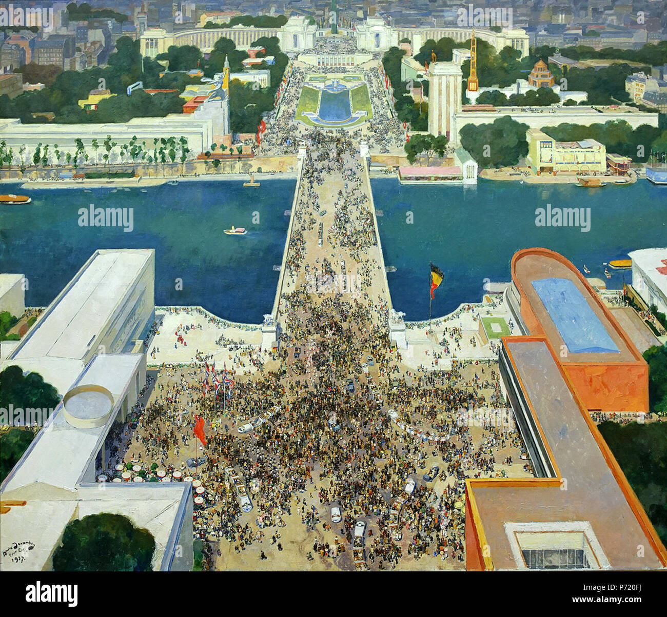 . Anglais : Exposition de 1937, Vue de la Tour Eiffel 1937 - Exposition 1937 Devambez 12 Banque D'Images