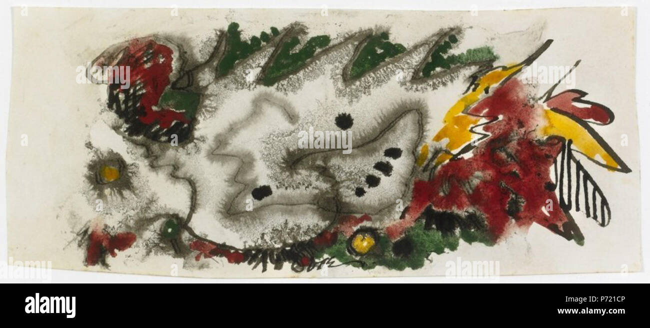 Anglais : l'Italie entre en guerre par Arthur Dove, 1941, 3,1 x 7,4 cm (7,9 x 18,7 cm), l'aquarelle . 13 1941 L'Italie entre en guerre par Arthur Dove, 1941 Banque D'Images