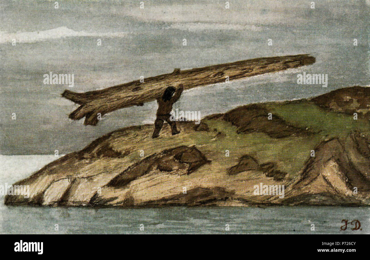 Anglais : Jakob Danielsen - 06 Kaassassuk porte driftwood . avant 1938 33 Jakob Danielsen - 06 Kaassassuk transporte du bois flotté Banque D'Images