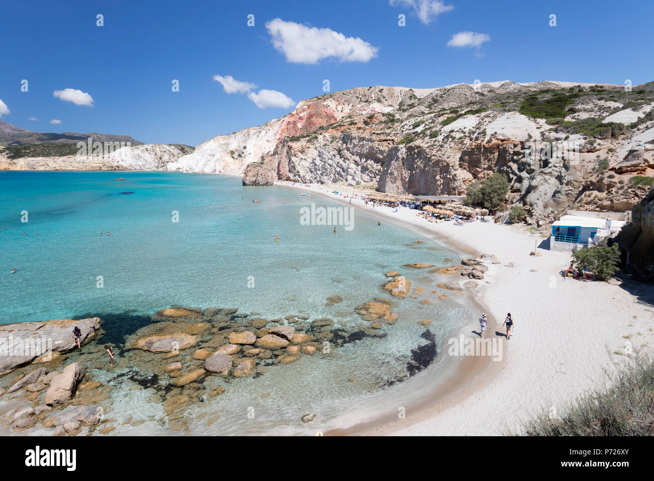Firiplaka Milos, Cyclades, plage, sur la mer Egée, les îles grecques, Grèce, Europe Banque D'Images