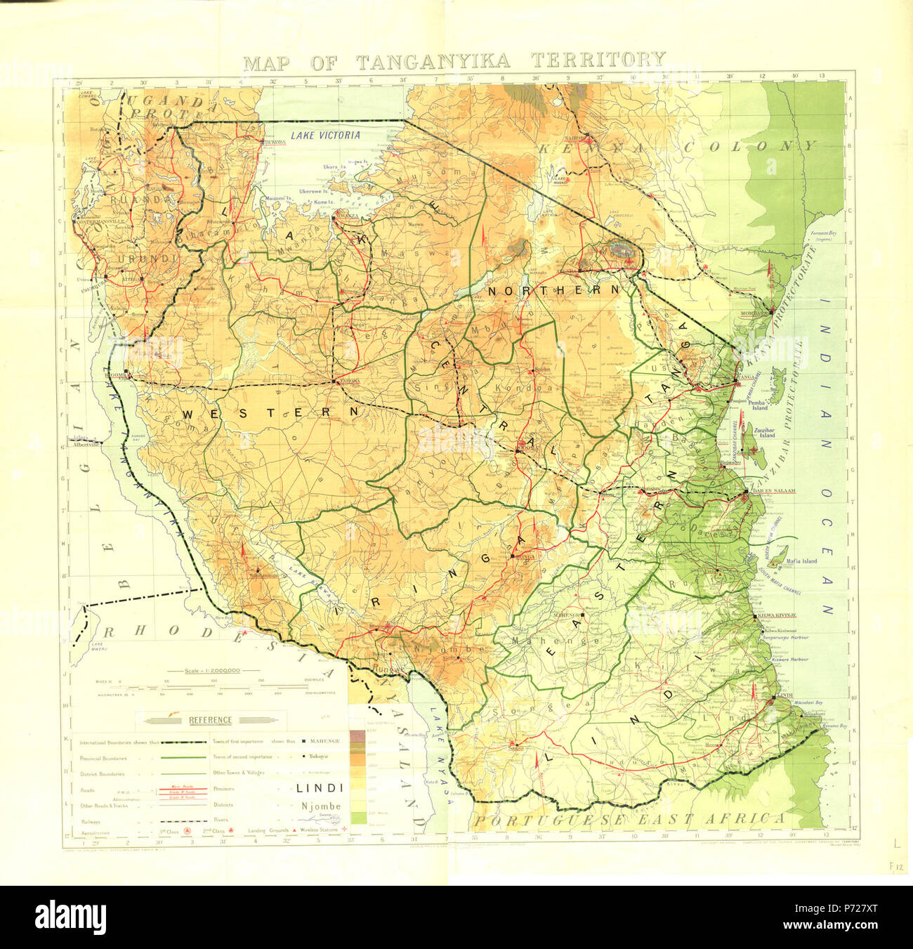Anglais : Carte de territoire Tanganyika à partir de 1934 par le ministère de l'enquête Tanganyika . 20 janvier 2014, 16:24:21 58 Tanganyika1934 Banque D'Images