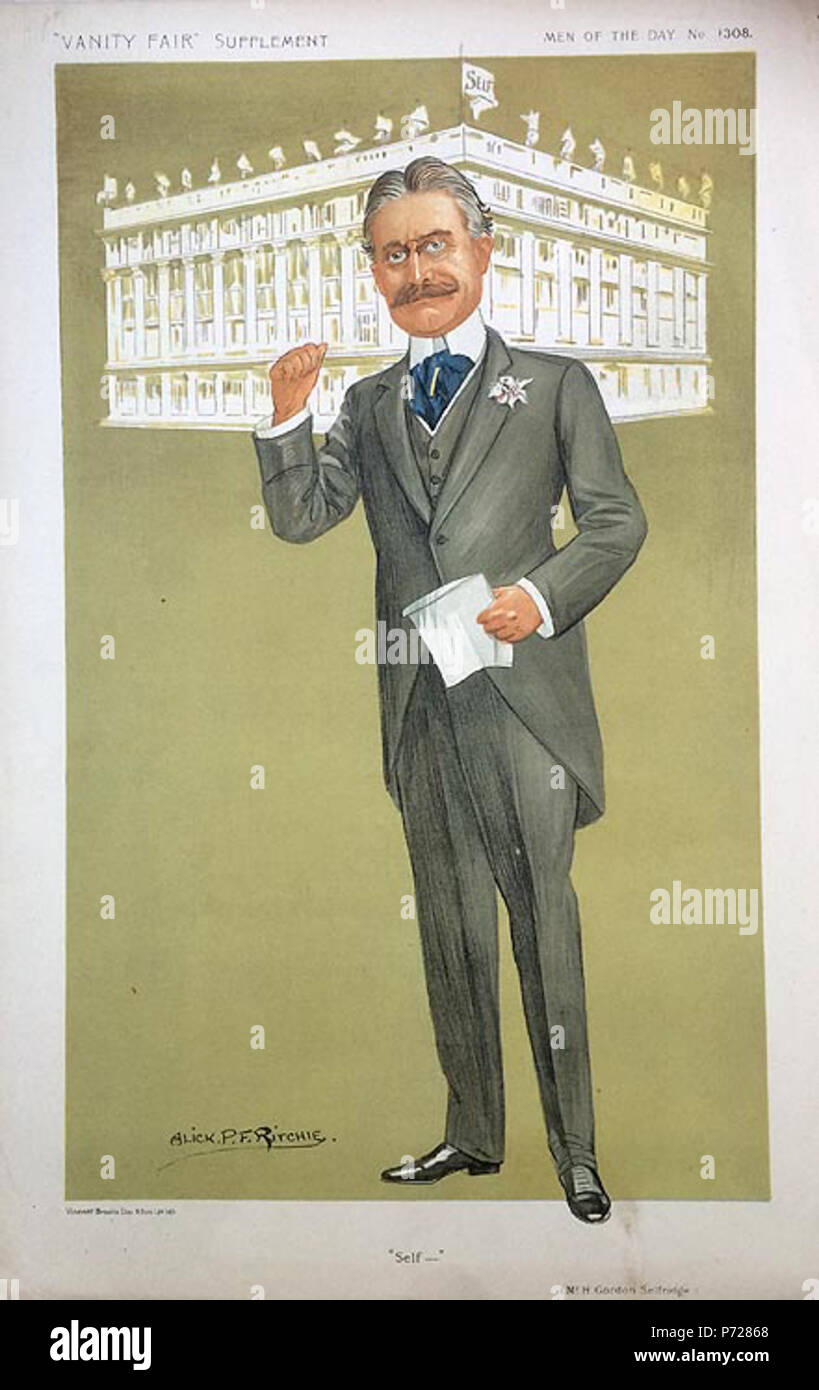 Les hommes du jour no1308 : Caricature de HG Selfridge. Sous-titre suivant : "moi--' . 6 décembre 1911 51 Harry Gordon Selfridge, Vanity Fair, 1911-12-06 Banque D'Images