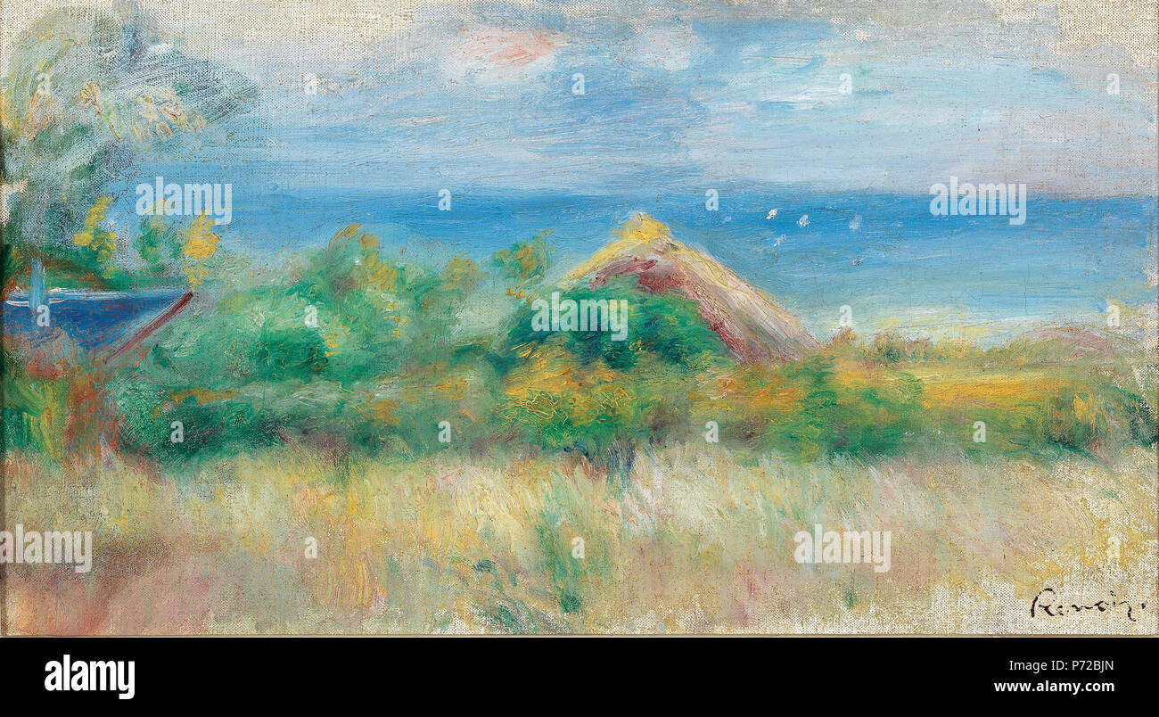 Paysage avec fond de mer, estampillée signature : Renoir, huile sur toile, 22,5 x 38,2 cm, . avant 1919 74 Renoir Paysage avec fond de mer Banque D'Images
