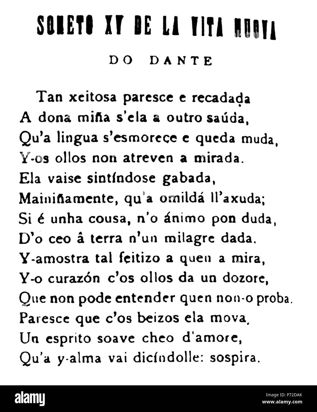 57 XV Soneto da Vita nuova, A Nosa Terra n.º 61, 20 de xullo de 1918, p. 3 Banque D'Images