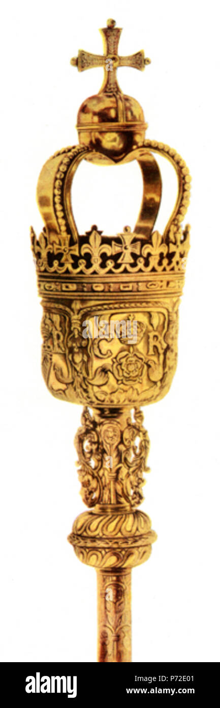 Anglais : Une illustration d'une masse, une partie des bijoux de la Couronne du Royaume-Uni. 1919 39 Mace UK Banque D'Images