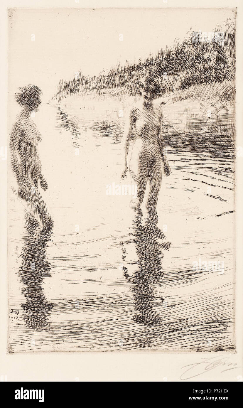 . Svenska : Grunt English : peu profonde 19139 - Anders Zorn (1913) gravure de faible profondeur Banque D'Images