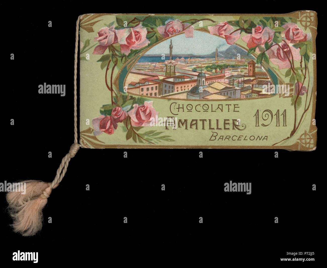 Calendario de bolsillo, moderniste regalo de Chocolates Amatller, año 1911. Banque D'Images