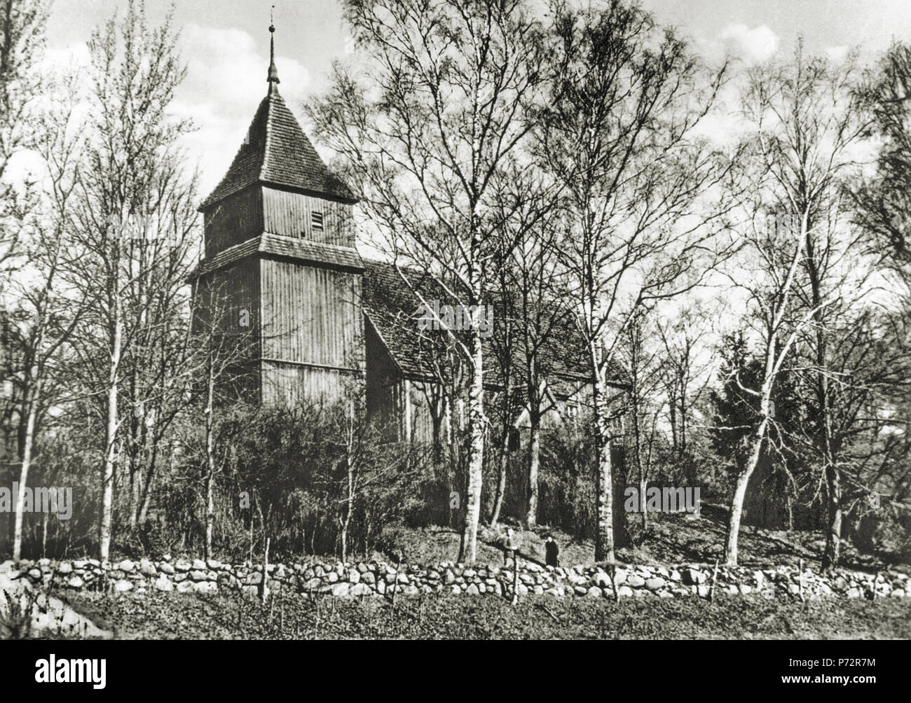 Anglais : église de la Nativité de la Vierge Marie dans Wielitzken, la Prusse orientale (Pologne Polski moderne : Wieliczki koció parafialny - drewniany pw. Najwitszej Narodzenia Panny Marii Deutsch : Kirche dans Wielitzken, Masuren . Entre 1920 et 1940 69 Wielitzken Kirche Banque D'Images