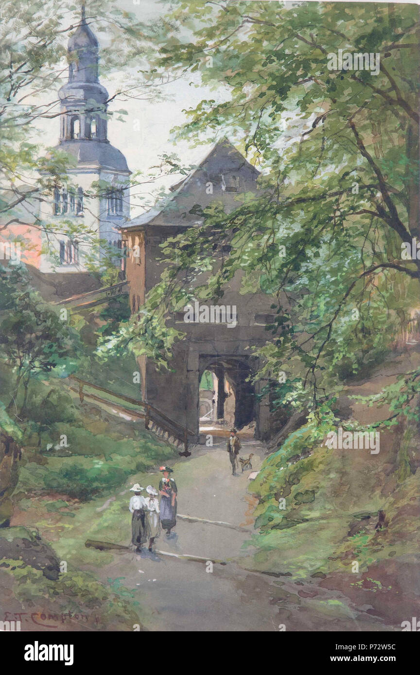 18 Edward Theodore Compton Spaziergänger am Mönchsberg mit Blick auf die Müllner Kirche Banque D'Images