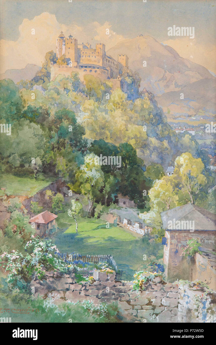 18 Edward Theodore Compton Festung Hohensalzburg von der Richterhöhe Banque D'Images