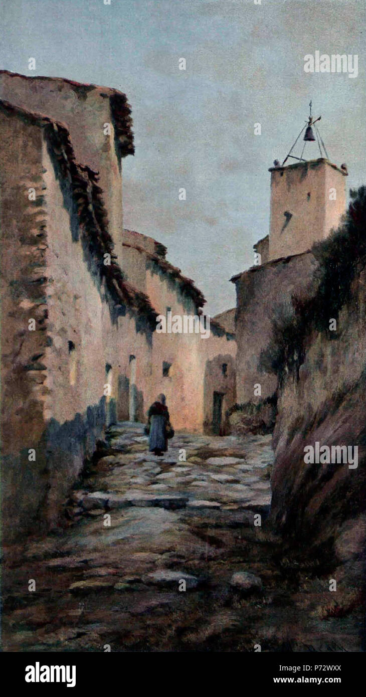 2, 1901 álbum Salón, Una calle en Camprodon (Cataluña), Modesto Urgell (rognée) Banque D'Images