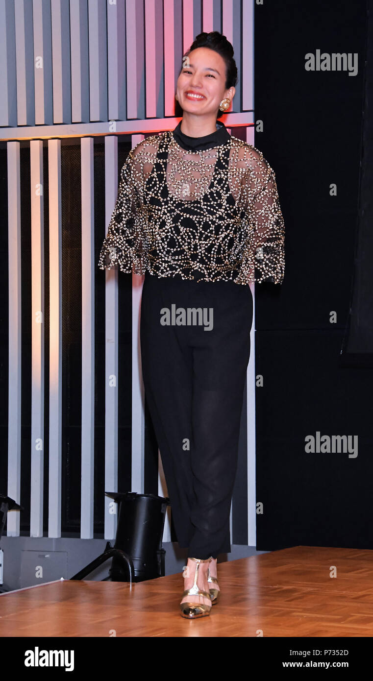 Ray Yamada, le 3 juillet, Tokyo, Japon : chanteuse japonaise Ray Yamada assiste à la conférence de presse pour 'ay Sonezaki Shinju" au studio Imagine à Tokyo, Japon, le 3 juillet 2018. Banque D'Images