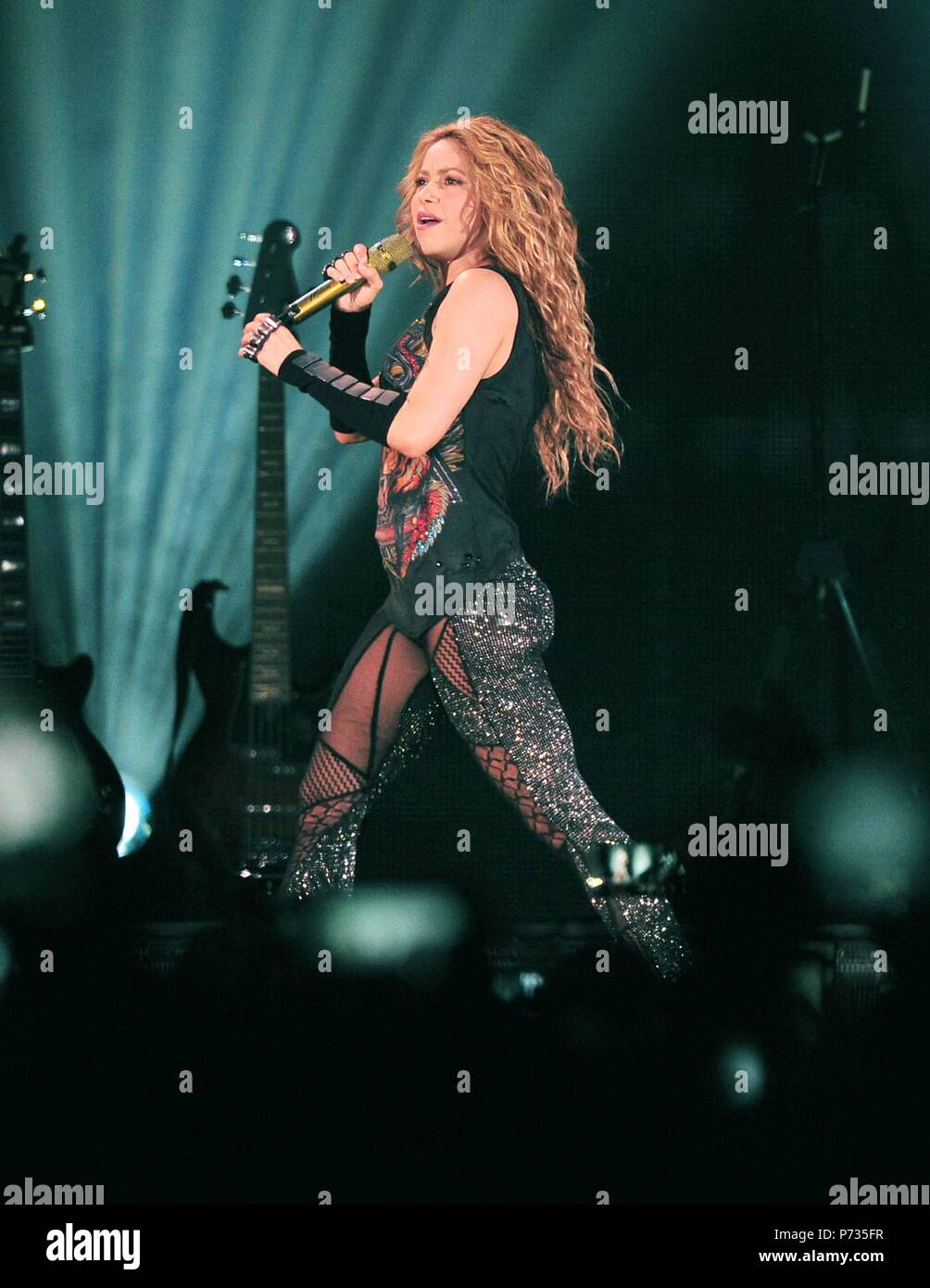 SHAKIRA, ENCANTADA DE REENCONTRARSE CON SU Shakira Mebarak Ripoll PUBLICO  MADRILENO ; 03/07/2018 03 juillet Madrid, Espagne - La chanteuse  Colombienne Shakira, ce soir lors de votre concert à Madrid de l'El