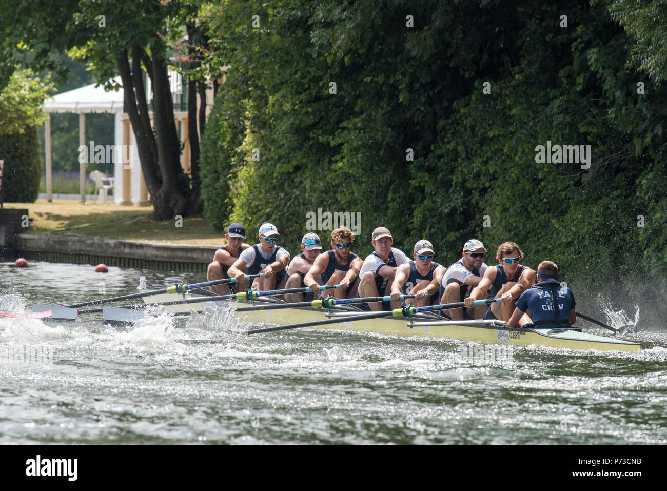 Henley on Thames, Royaume-Uni, 4 juillet 2018, mercredi, vue, la chaleur de la 'Temple, Challenge Cup,'l'université de Yale, USA', premier jour de l'assemblée, 'Henley Regatta' Royal Henley, atteindre, Tamise, vallée de la Tamise, en Angleterre,© Peter SPURRIER/Alamy Live News, Banque D'Images