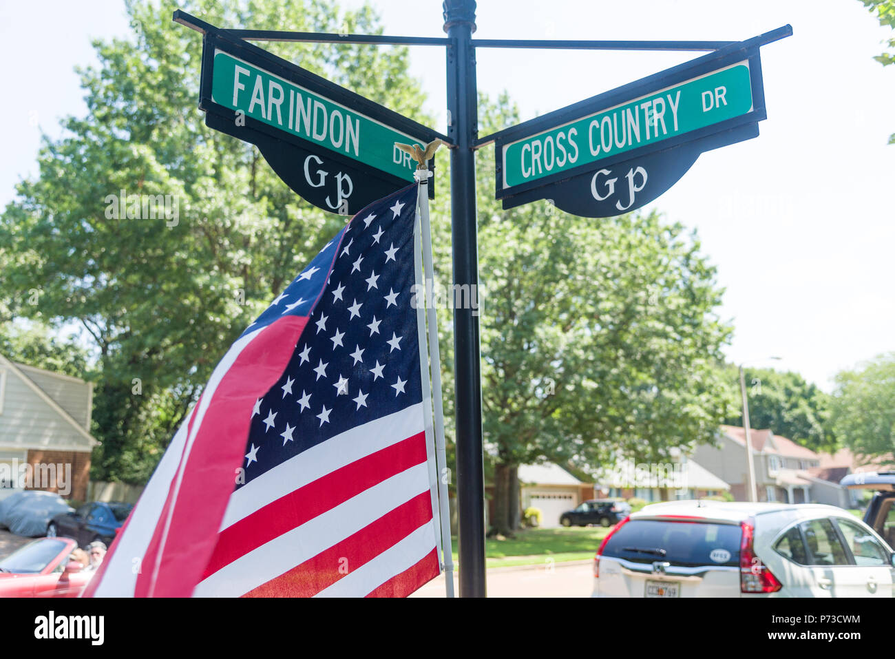 Germmantown, USA. Juillet 4,2018. Germmantown TN, USA. Défilé de voisinage. En 2018. Profitant de la quatrième de juillet. Date de l'indépendance aux États-Unis. Les familles et les amis profitez de la célébration avec les couleurs, les convertibles et les brises fraîches. Temp dans les années 90 (35c) Crédit : Gary Culley/Alamy Live News Banque D'Images