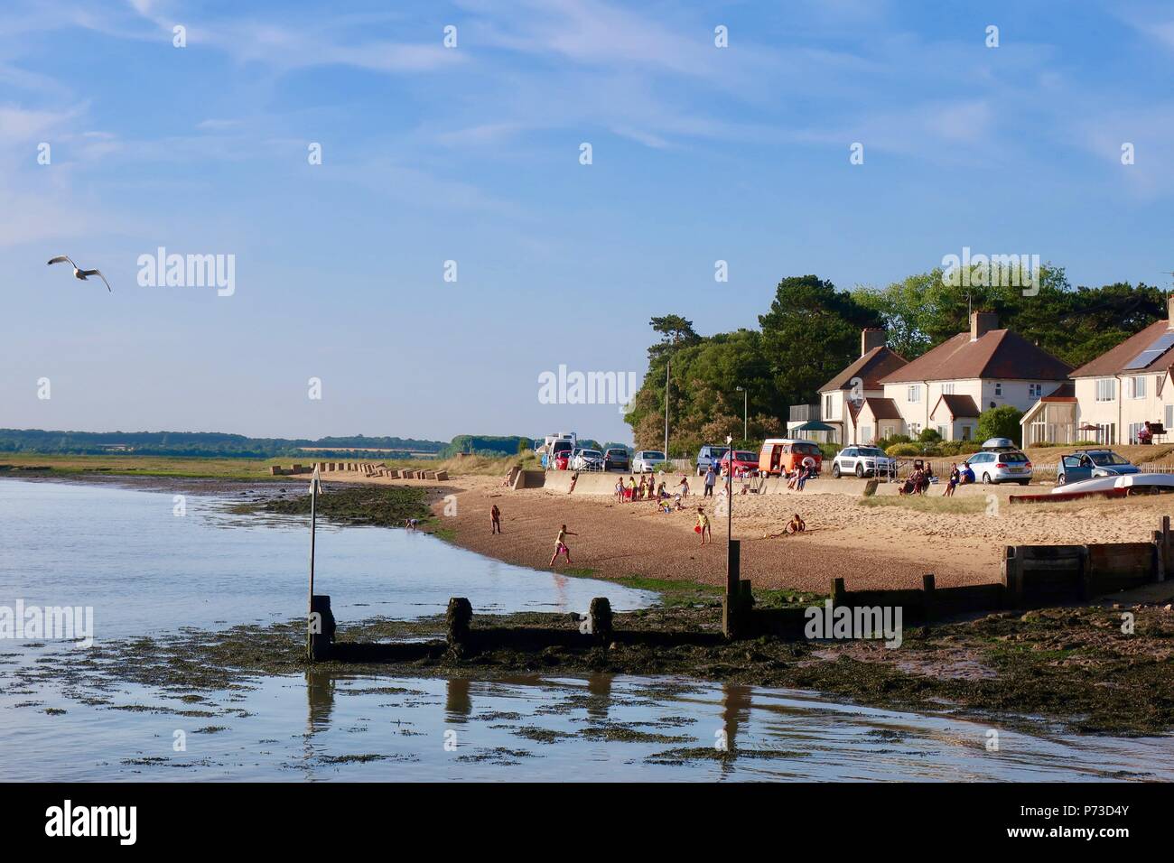 Bawdsey Quay, dans le Suffolk. 4e juillet 2018. Météo France : chaude soirée d'été au bord de la rivière Deben à Bawdsey Quay, dans le Suffolk. Credit : Angela Chalmers/Alamy Live News Banque D'Images