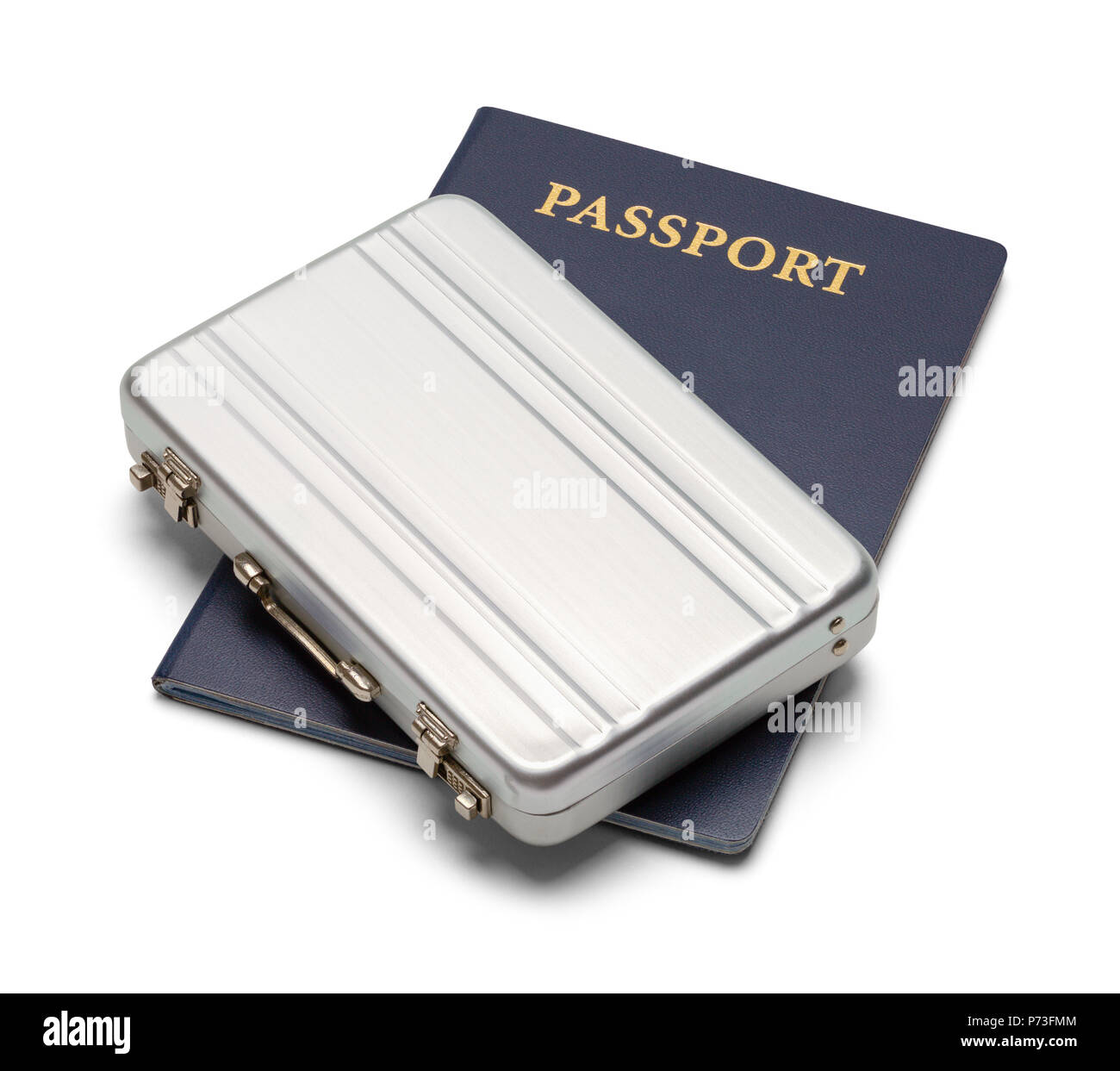 USA Passeport avec porte-documents isolé sur un fond blanc. Banque D'Images