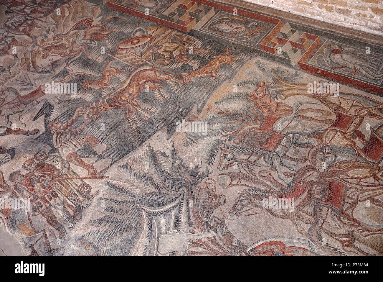 Villa del Tellaro Sicile entrée gratuite ancienne décoration en mosaïque romaine Banque D'Images