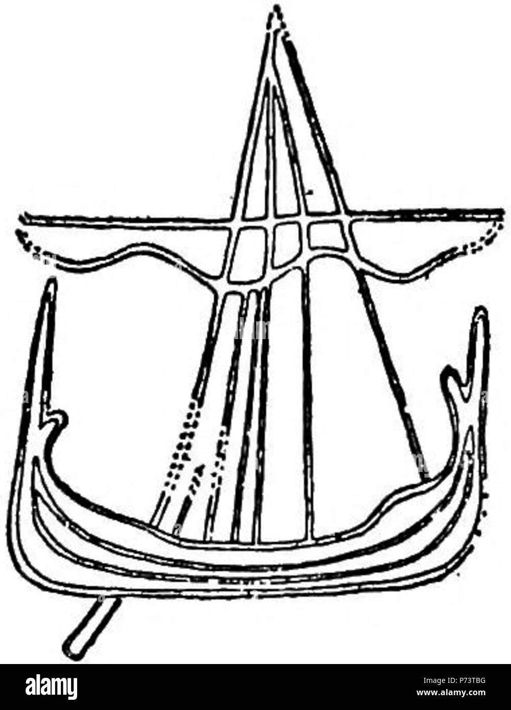 Anglais : illustration d'un navire Viking gravée sur une pierre à Kirk Maughold (île de Man). La pierre est appelée la croix Hedin. Incertain, avant 1914 46 pierre Maughold Hedin, croix, ship Banque D'Images