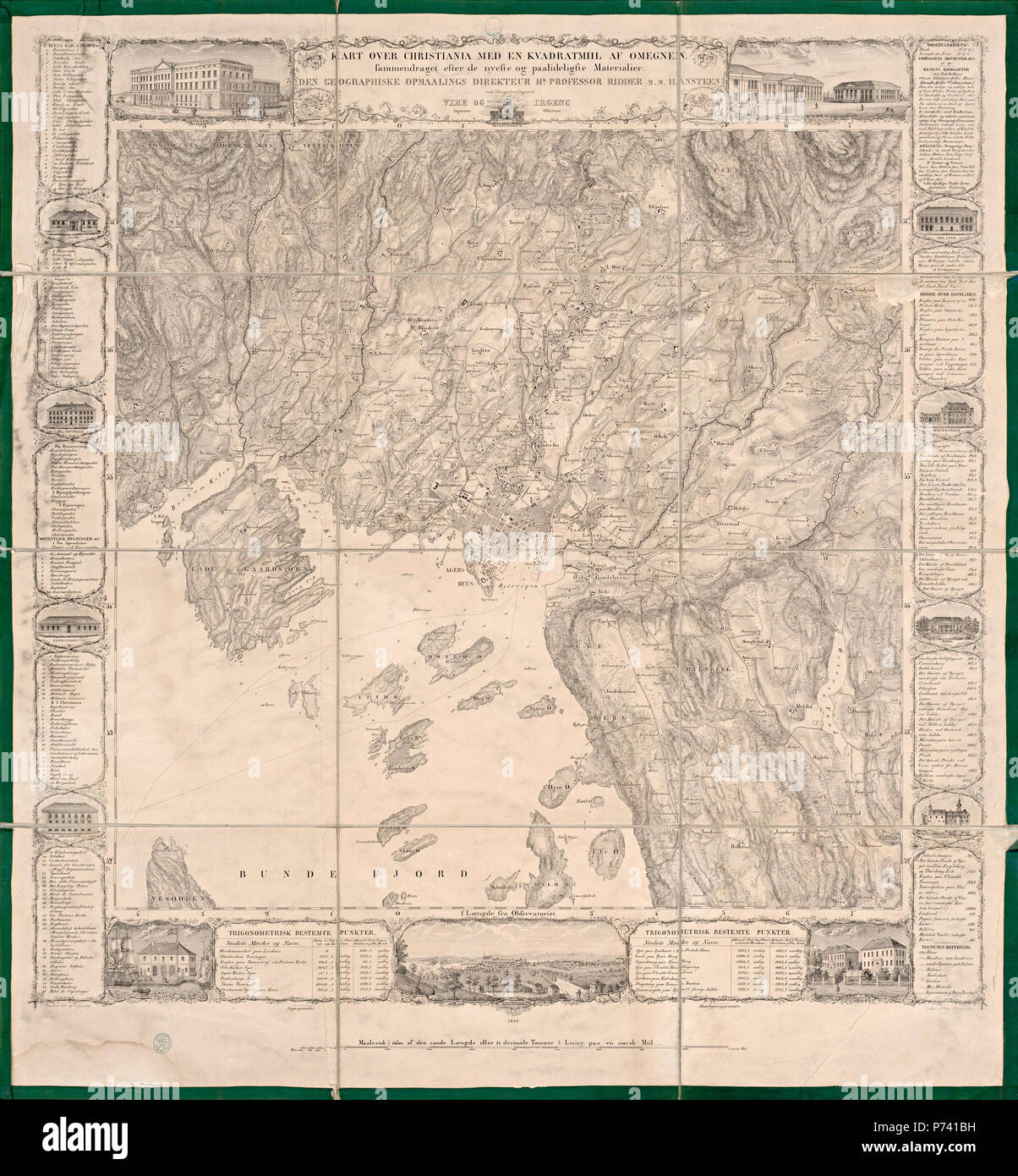 Cartographe Vibe Vibe - Irgens og og Irgens kart sur Christiania, 1844 Banque D'Images