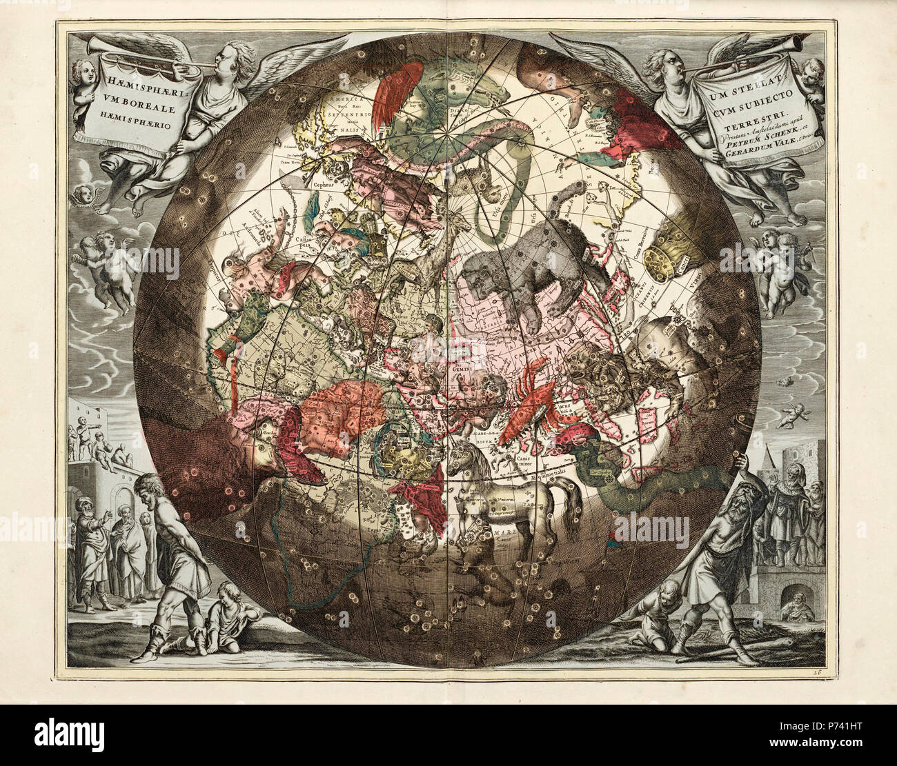 Cellarius' Haemisphaerium Subiecto Haemisphaerio Stellatvm Boreale cvm Terrestri, 1708 Banque D'Images