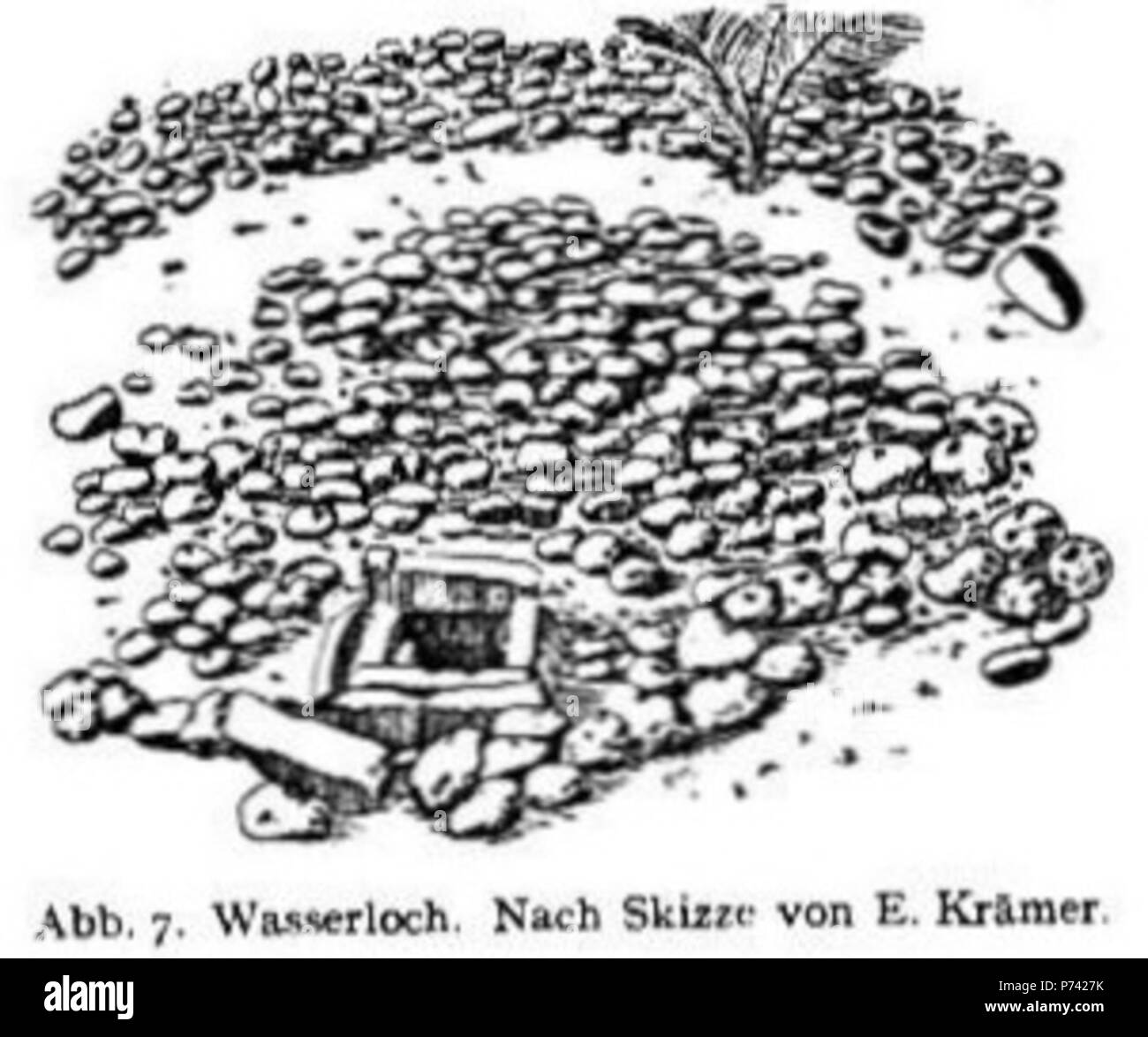 English : Trou d'eau douce sur l'île de Tobi, dessiné par Elisabeth Krämer-Bannow. La page 47 du livre de Eilers. Entre 1908 et 1910 7 trou d'eau sur l'île de Tobi Banque D'Images