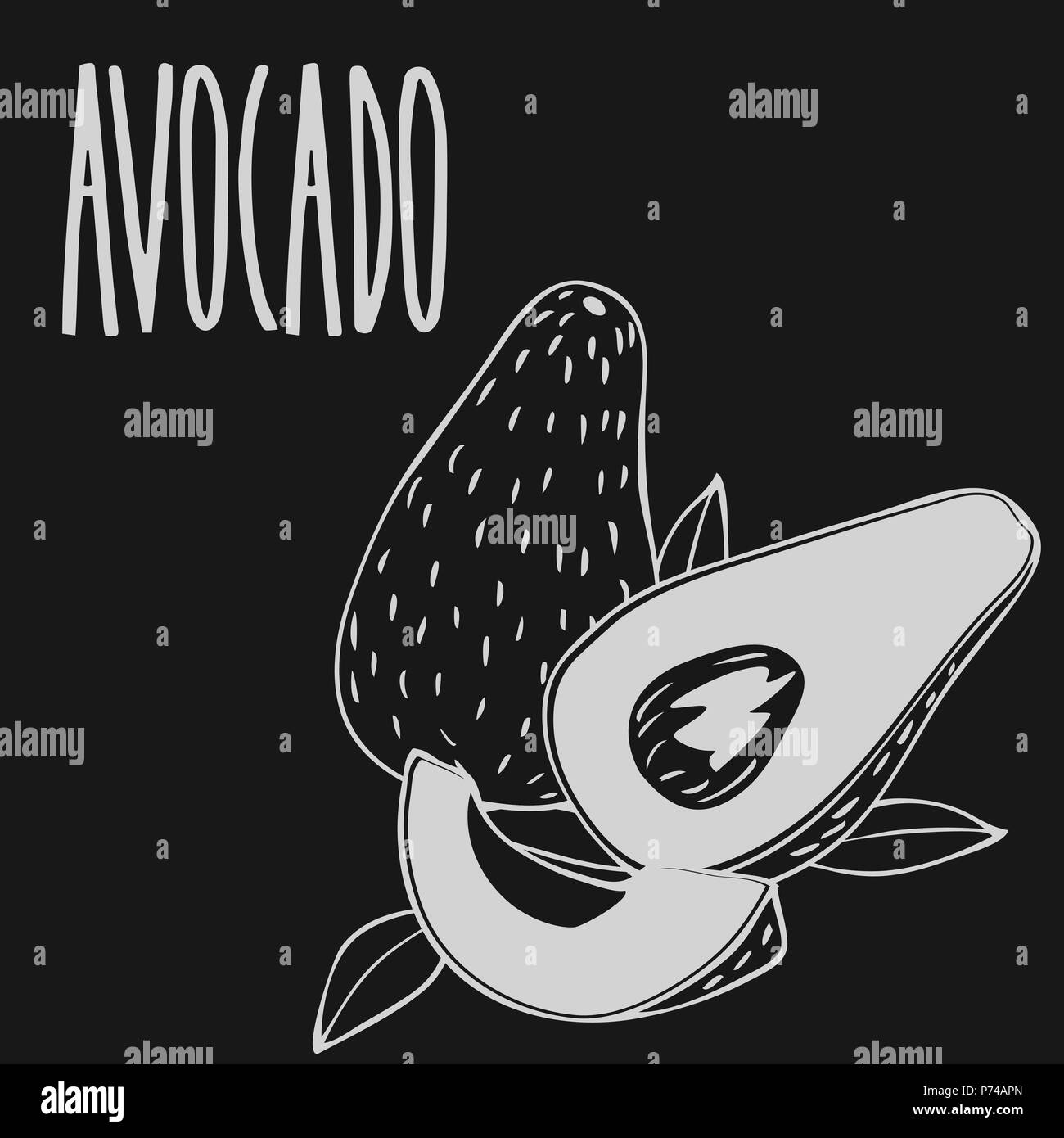 Tableau fruits avocat mûr Illustration de Vecteur