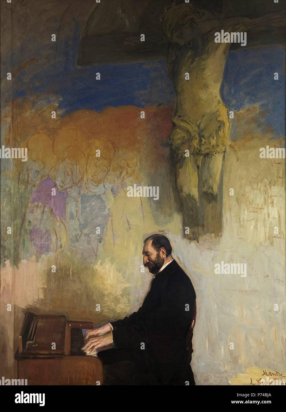 3 Leon Wyczółkowski - Portret Feliksa Jasieńskiego przy organach 1902 Banque D'Images