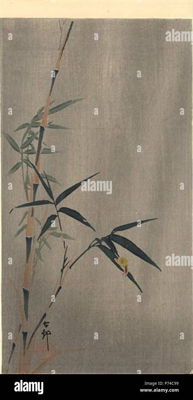 Ohara Koson travail par . avant 1945 28 Koson - fontaines-sur-les-feuilles de bambou Banque D'Images