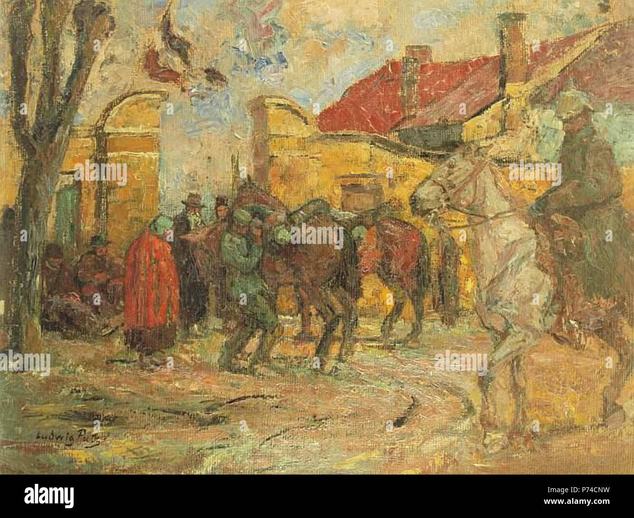 30 Ludwig Putz Straßenszene mit vor Kavallerie Stadttor Banque D'Images