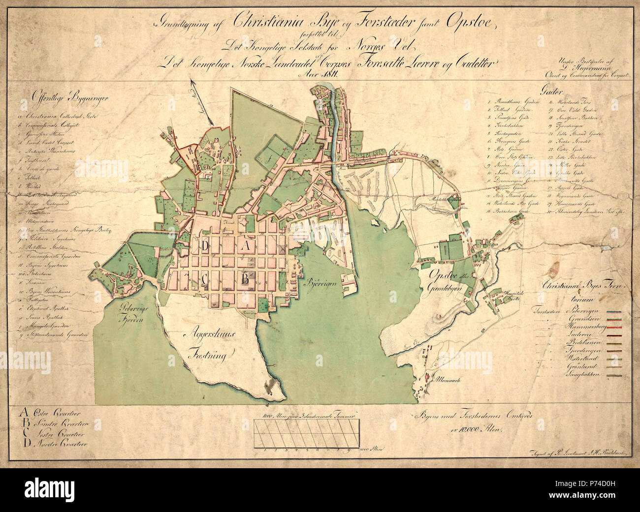 Reichborns kart sur Christiania, 1811 - Cartographer I.H. Reichborn Banque D'Images