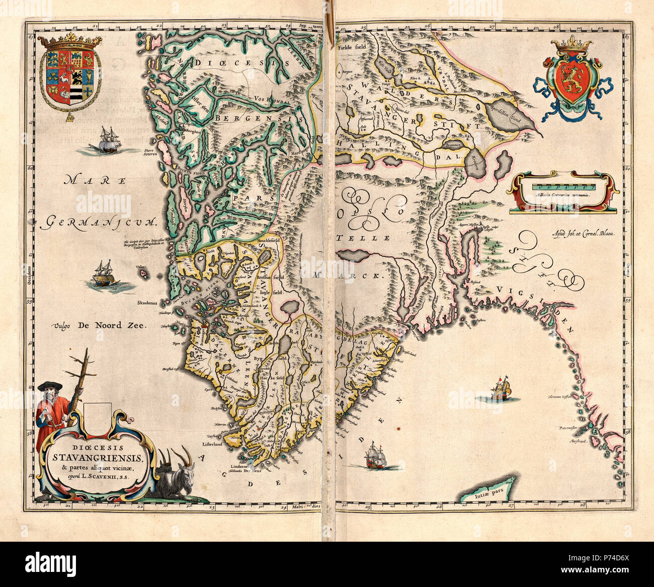 J'Scaveniuskartet Blaeus Atlas Maior, 1662 Banque D'Images