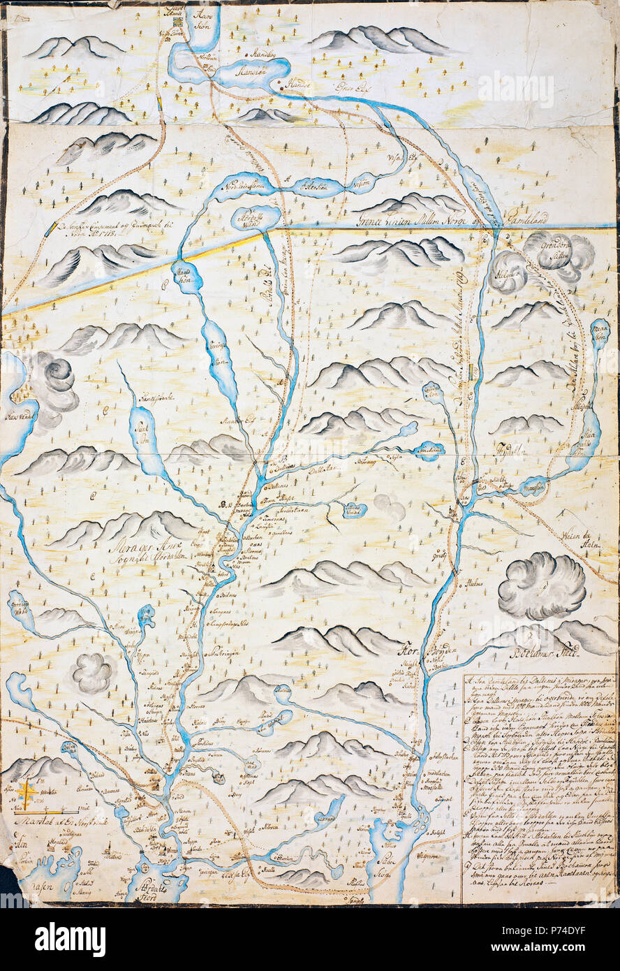 Armfeldttogets retrettruter j 1718-19 - Cartographe pas signé mais l'écriture indique que la carte est probablement dessiné par Lorentz Diderich Klüwer Banque D'Images