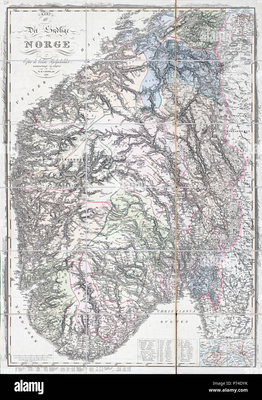 Carpelans kart sur det sydlige Norge, 1826 Banque D'Images