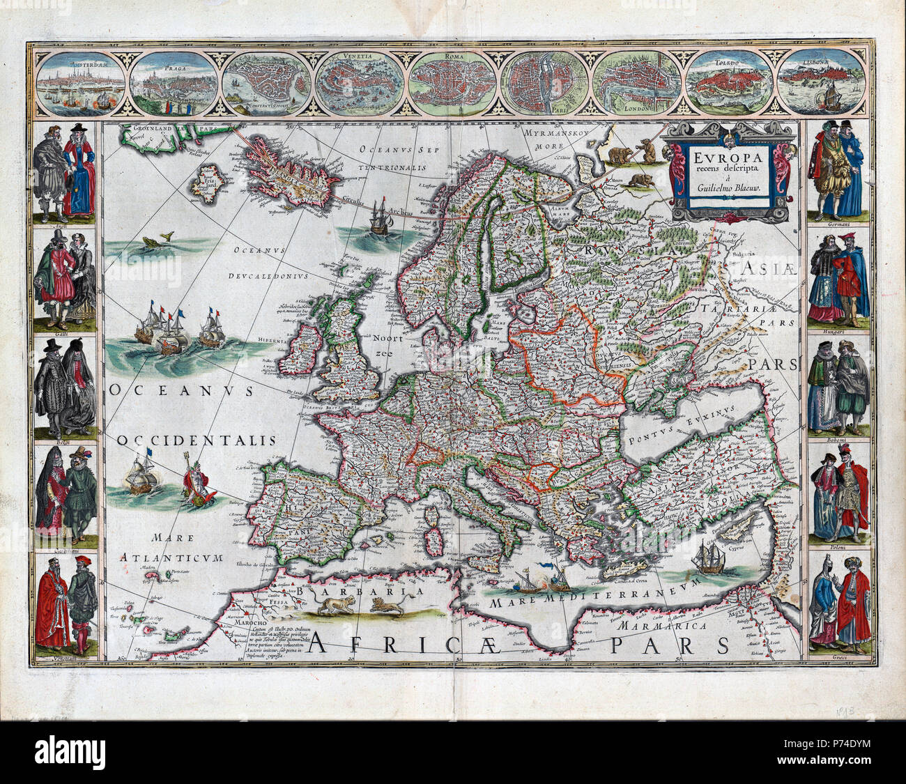 Blaeus europakart, 1635 - Cartographer Guilielmo Blaeuw (Willem Blaeu) Banque D'Images