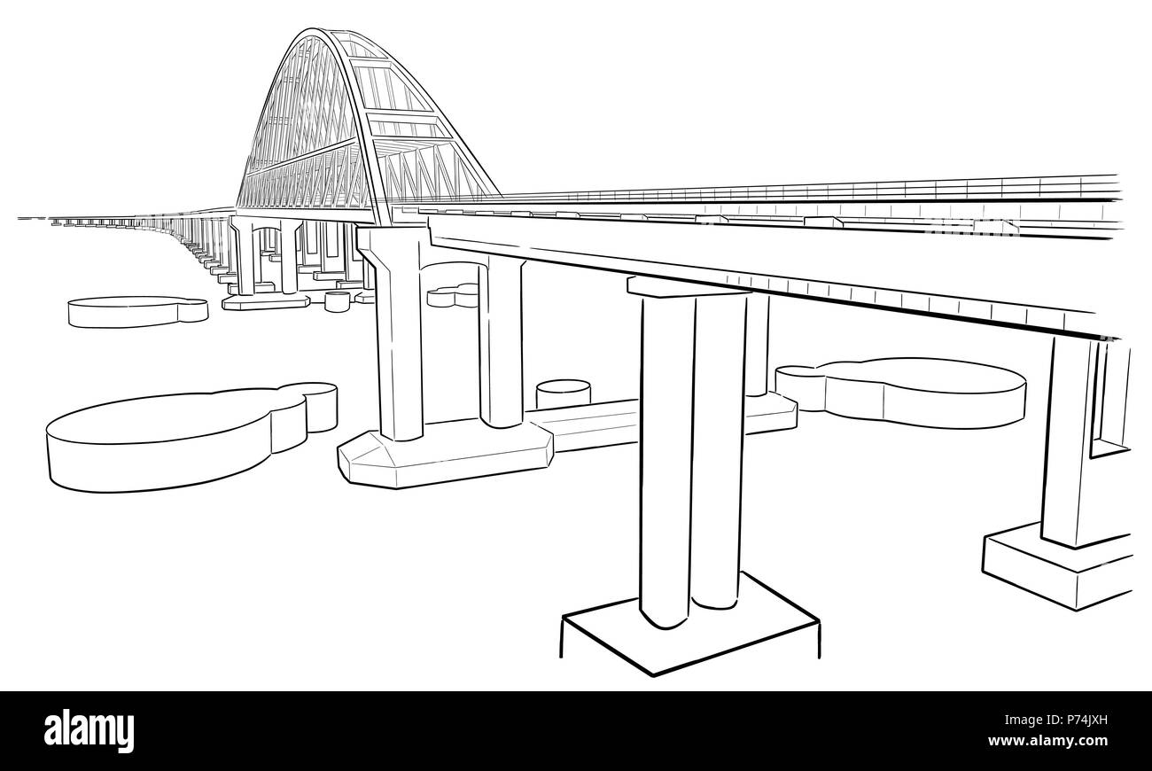 Croquis dessinés à la main, de l'illustration vectorielle, pont de Crimée ark et road Illustration de Vecteur
